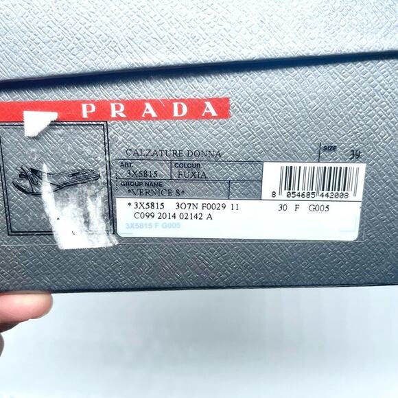 Prada Fuschia Pink  Patent Leather Logo Bow Slide Sandal flat EU 39 - Picture 9 of 9